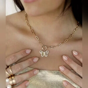 Ettika Butterfly Necklace 18k Gold-plated Dainty Chain New In Package Great Gift